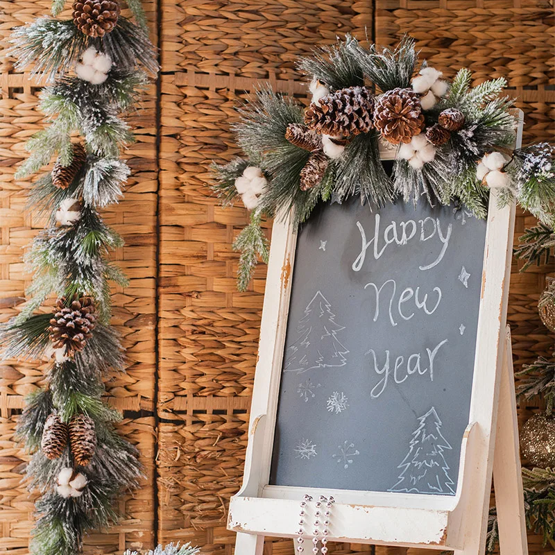 Christmas decorations garland vine nordic snow scene christmas artificial wreath