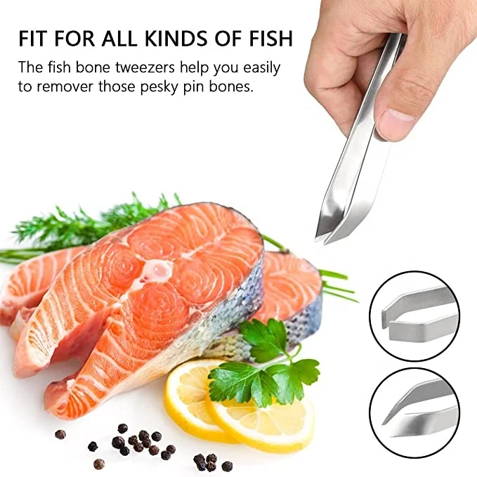 2pcs food safe Stainless Steel Fish Bone Tweezers set