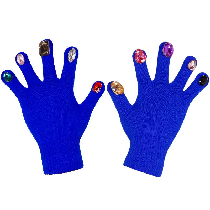 Autumn and Winter Creative DIY Colorful Diamond Knitted Warm Gloves Jewel Band Diamond Gloves