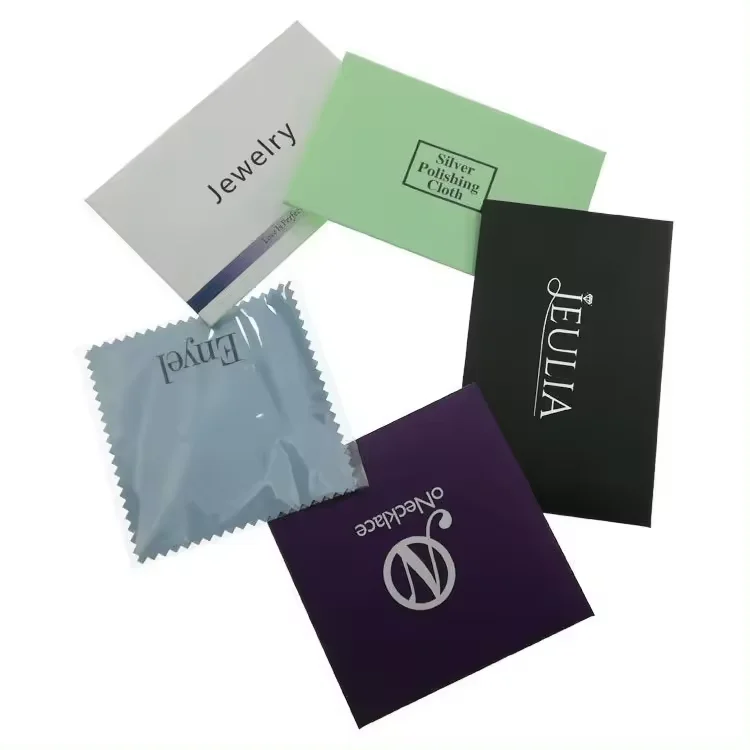 With Paper Envelope Packed Pink Cleaning Clothes Wholesale Anti Tarnish Custom Logo Silver Jewelry Polishing Cloth