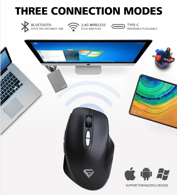 7D Cheap custom oem slient USB Wireless Gaming Mouse with battery high DPI Programmable Buttons Optical Mouse
