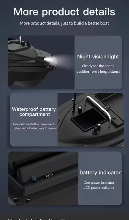 NEWRGY D16 Wireless Dual-motor Fishing Feeder Device RC Fishing Bait Boat 3 Night Lights Intelligent RC Boat 500m
