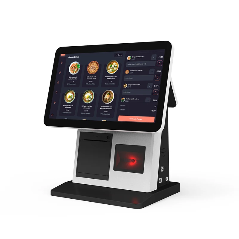 Dual 15.6 inch touch screen pos system for retail shop self checkout pos systems for sale ODM OEM Pos Systems For Supermarket Ch