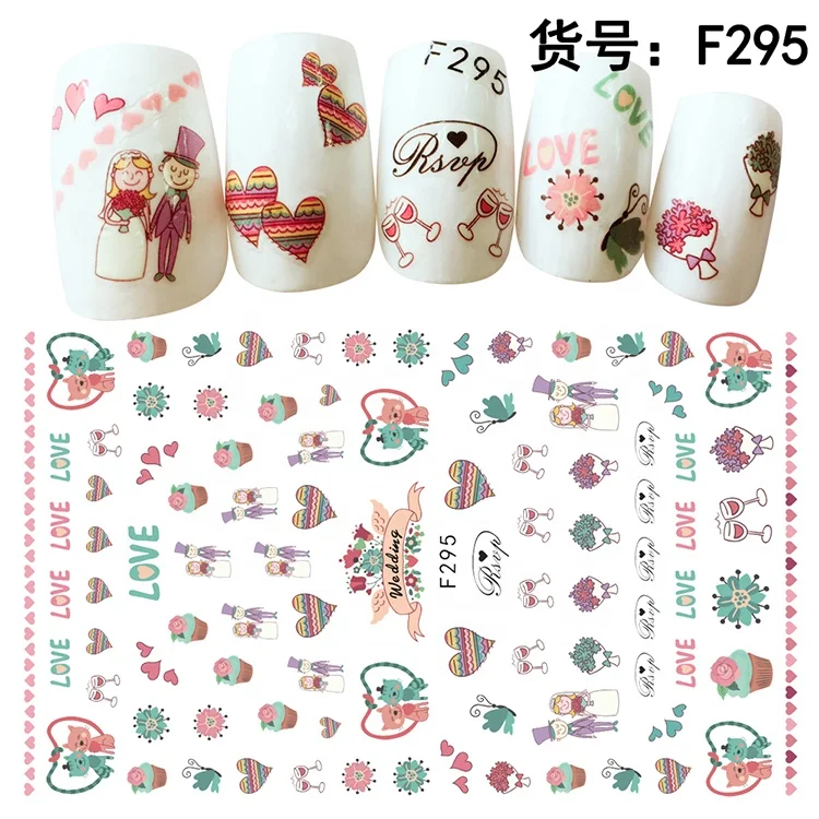Hot Sale Manicure Nail Romantic Valentines Decals Sexy Lips Lover Flower Heart Nail Art Decoration Stickers