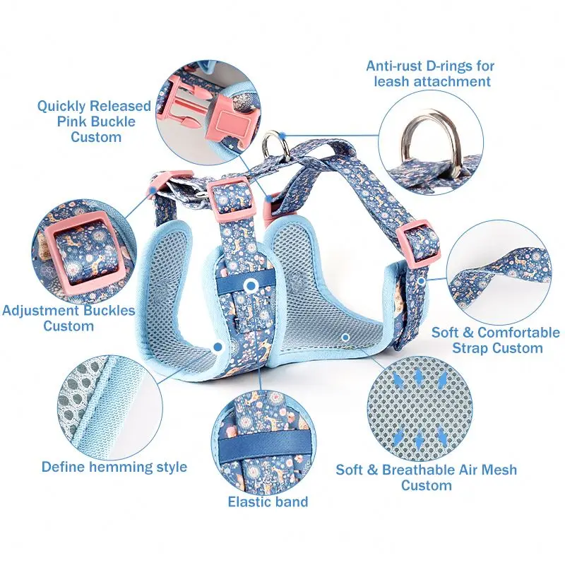 Factory Supplying Dog Harness Set Logo One Small Pet Collars Collar And Leashes