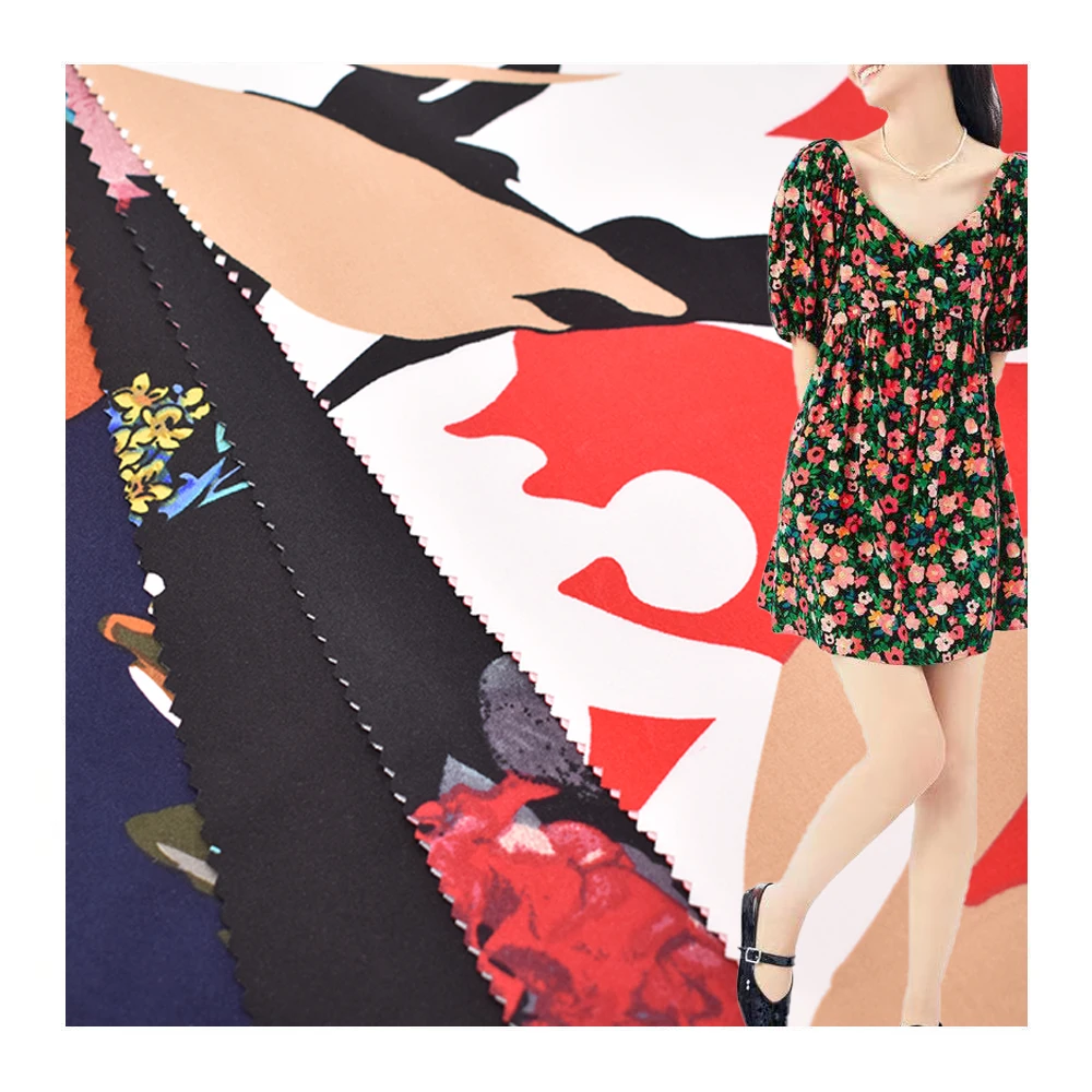 75D высокоэластичная молочная шелковая дышащая ткань для футболок из эластичного полиэстера с принтом