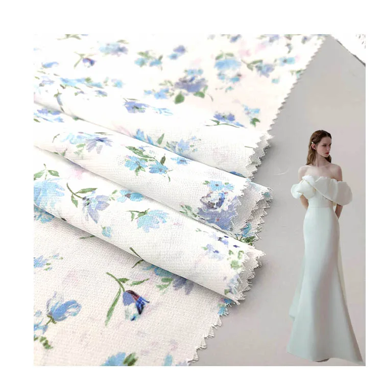 DanLu Fabrics Supplier Customized Floral Digital Print Well Chiffon Fabrics Breathable For Woman Dress Chiffon Fabric Print