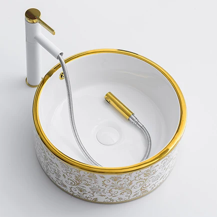 Modern luxury gold rim multi-style porcelain sanitary ware art basin ceramic face hand washbasin bathroom sinks