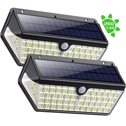 Новинка 2020 года, 266 светодиодов, солнечные светильники, уличные светильники с датчиком движения, уличные садовые солнечные стены