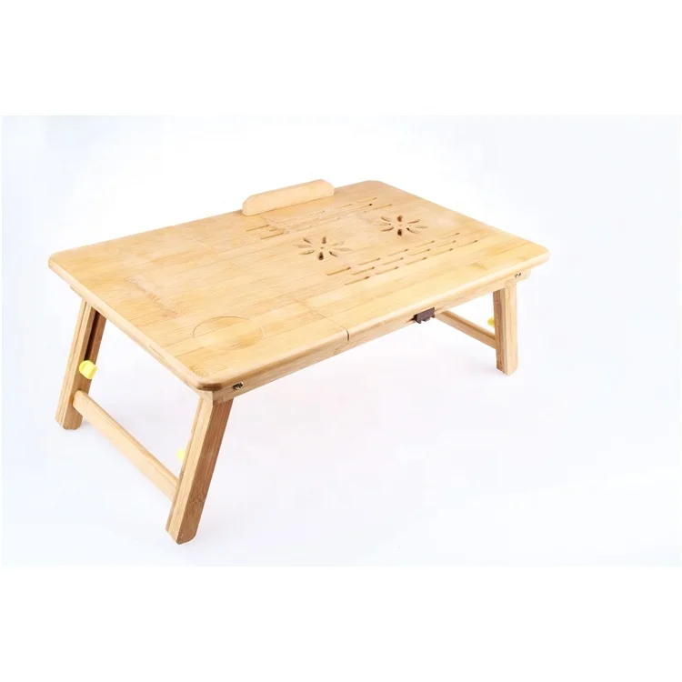 
Adjustable bamboo small size laptop computer folding desk bed study table for home 