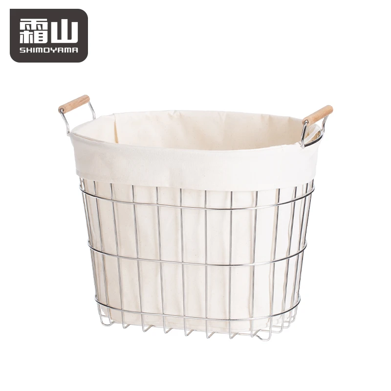 SHIMOYAMA Stainless Steel Cloth Laundry Hamper Metal Laundrey Basket with Fabric Cover Cloth Hampers For Laundry