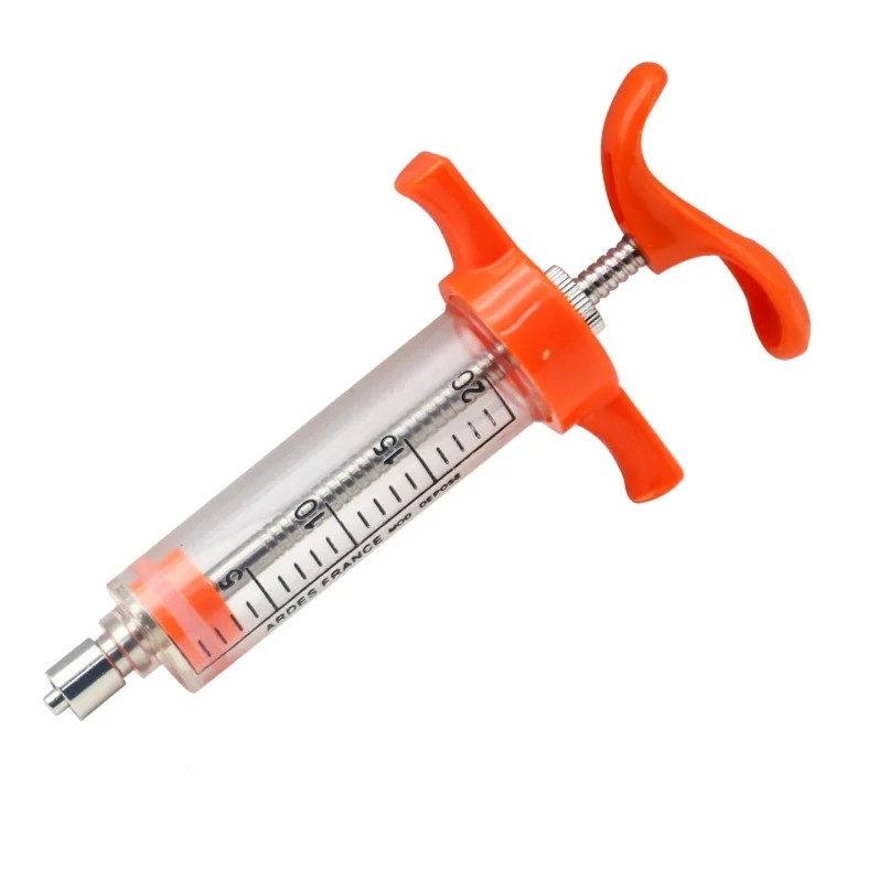 Blue and Orange Continuous Veterinary Syringe Plastic Steel Veterinary Metal Syringe Instrument