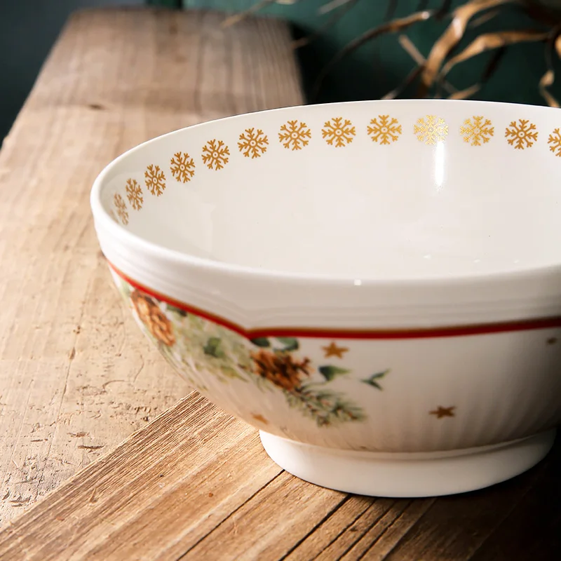 Weiye Christmas Plates Decorative Dinner Set for Personalized Christmas Dish Roundcute Ceramic Classic Dinnerware