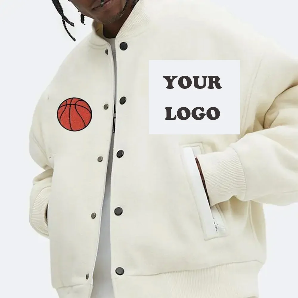 Winter Baseball Bomber Jacket Quilted Hot Selling Custom Logo Cool Style Fleece Vegan Leather Varsity Jackets for Men