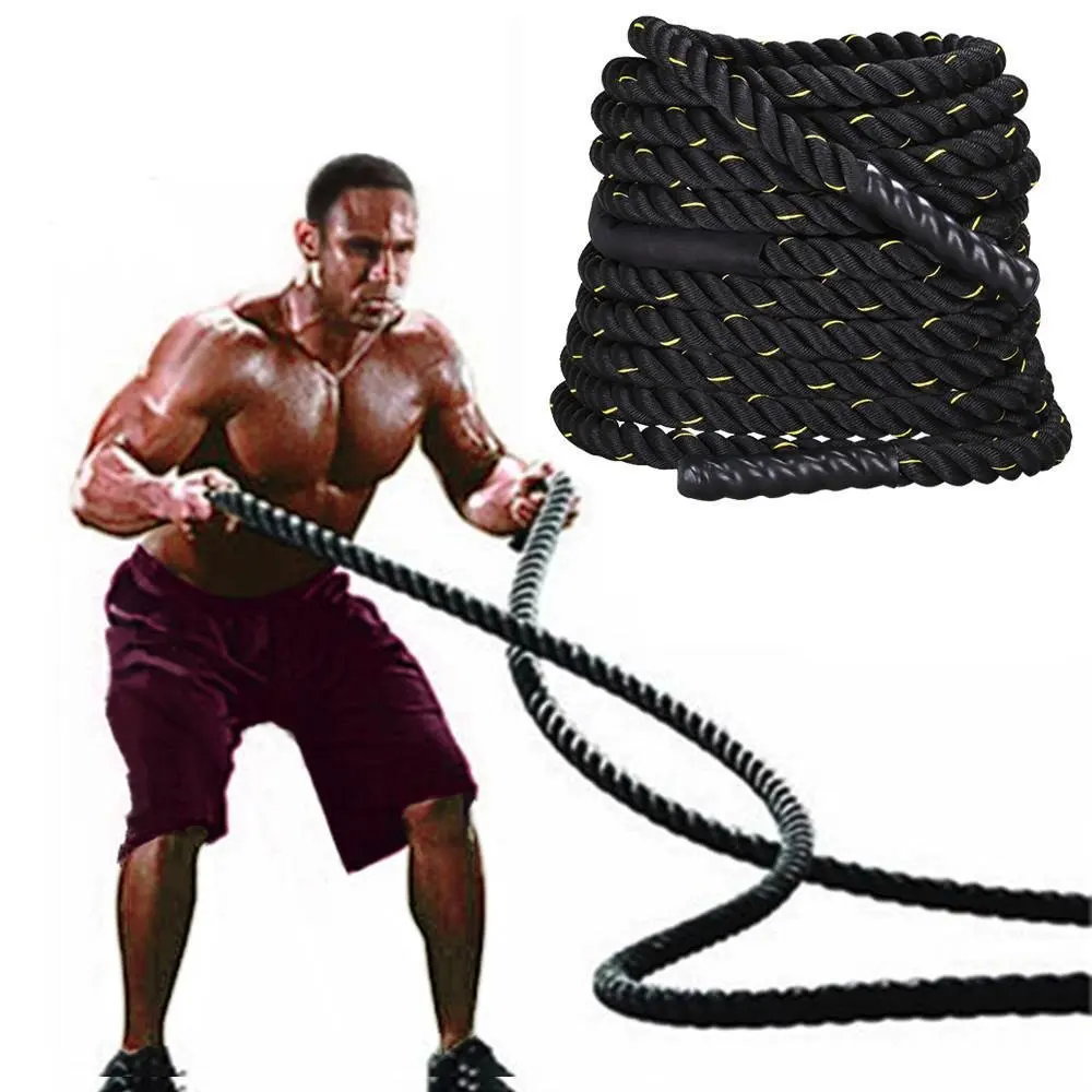 100% Poly Dacron Heavy Battle Rope for Strength Training, Cardio Workout, Fitness Exercise Rope