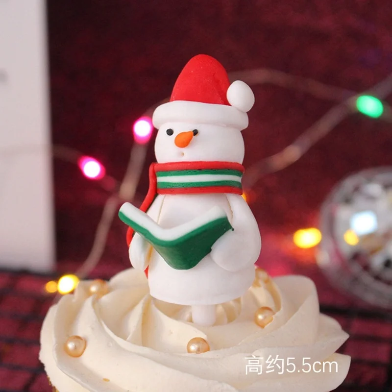 Decorating Tools Party Cupcake Toys Action Figure Santa Elk Snowman Tree Anime Polymer Clay Cake Topper Christmas