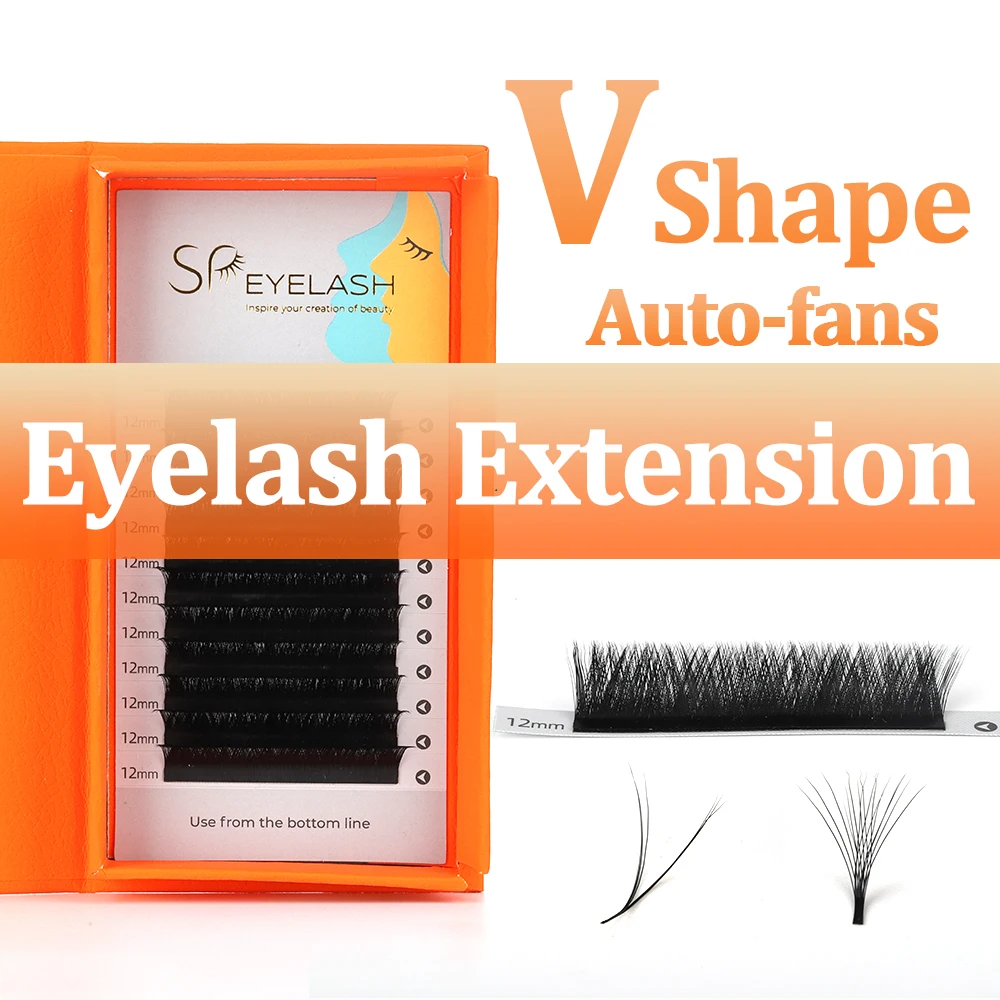SP EYELASH VV 8-15mm Lash Wholesale Customized V Shaped Auto Fan Eyelashes C D Curl Premade Russian Volume Eyelash Extension