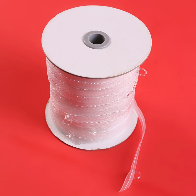 
Home decorative accessories durable wave fold nylon transparent curtain tape with ring 