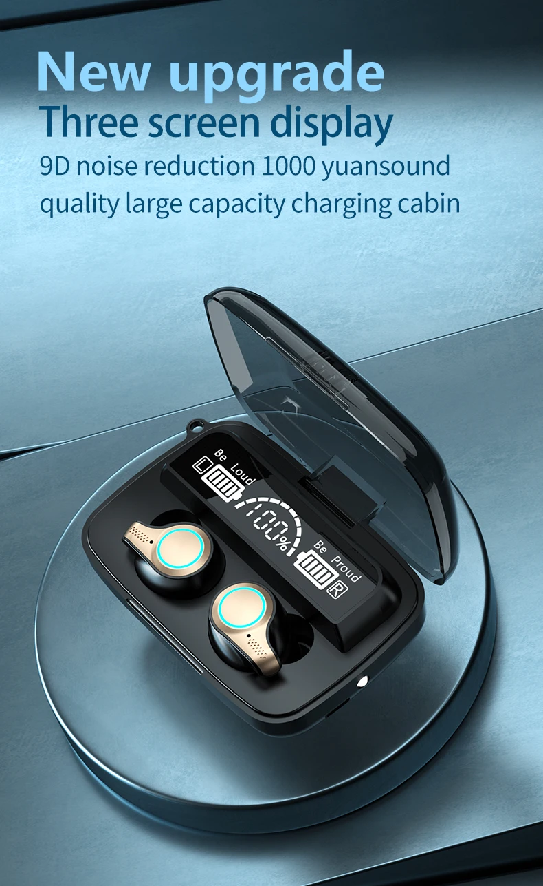 M18 TWS BT V5.1 Earphones Wireless Headphones Waterproof Sports Touch Control Headset Lighting Charging case Stereo Earbuds