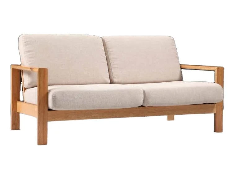 Modern Design Comfortable and Relaxing Cushion Seater Covered Love Seat 2 Seater Chair Sofa with Fabric Natural Wood Durable T/T