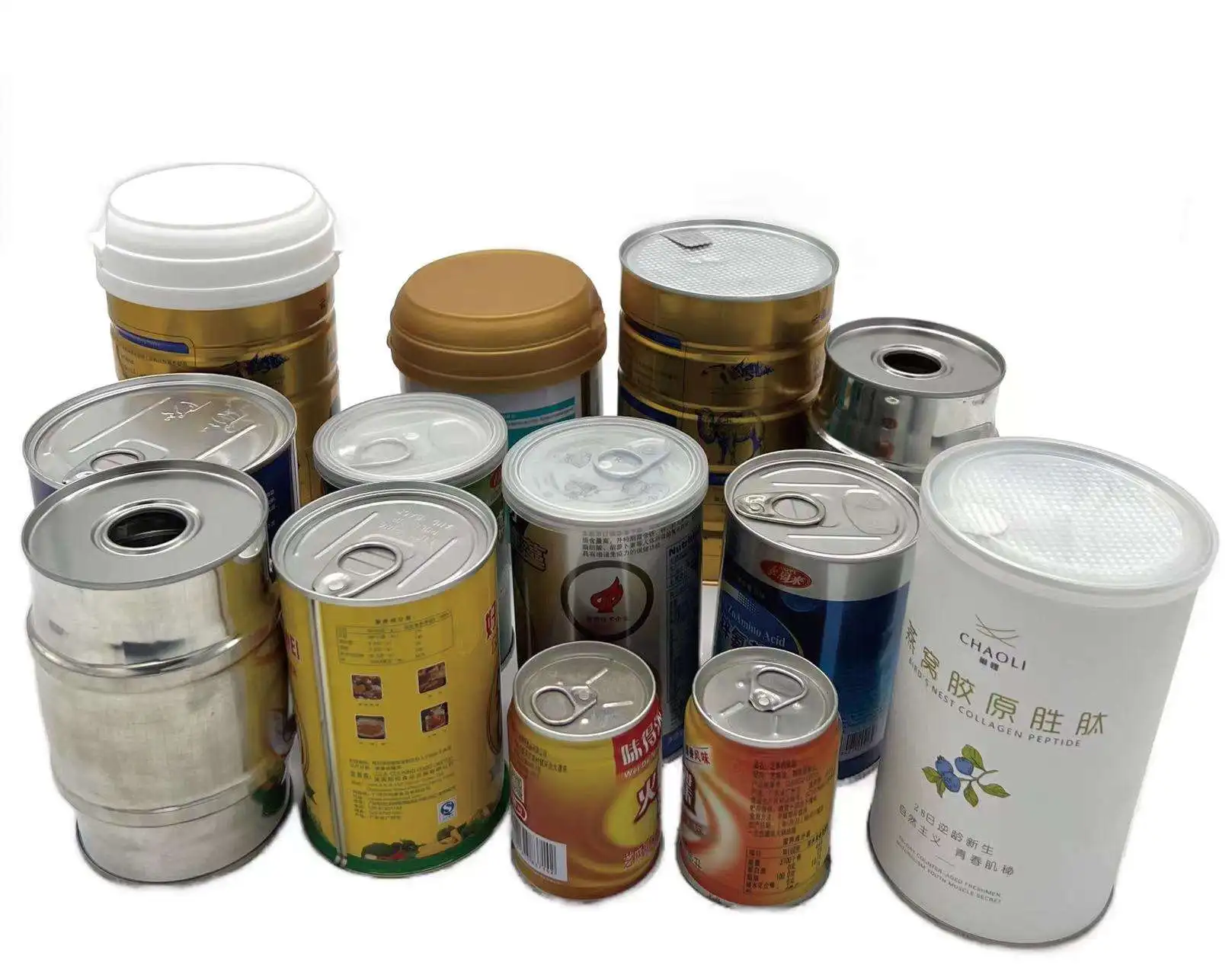 Factory customized food grade empty round can 400g milk powder protein packaging tin can  Coffee tea jar with easy pull lid