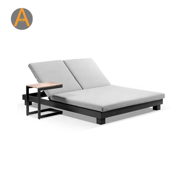 All weather outdoor garden furniture balcony sun lounger chair aluminum sunbed for hotel