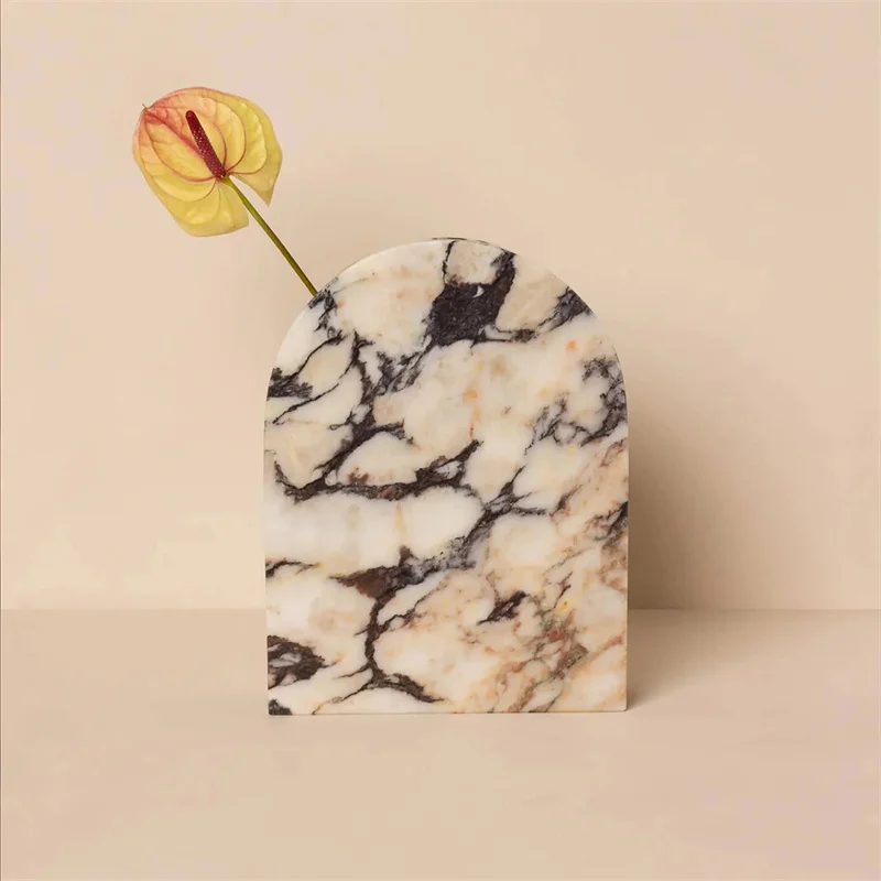 Large Handmade Calacatta Viola Marble Flora Vase And Flower Pot