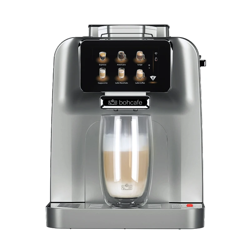 new style Coffee Machine with TUYA & Milk Cooler & 11 kinds of drinks silver