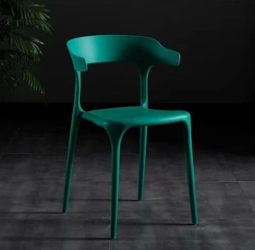 Simple Cow Horn Design Plastic Backrest Dining Chair for Home Living Room Leisure Negotiation Restaurant Milk Tea Shop Use