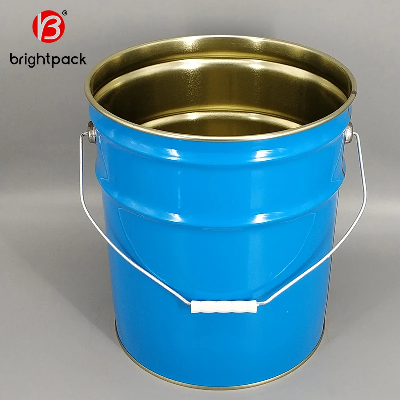 metal tin pail with lock ring lid  metal handle 5 gallon tin drum for paint packaging paint metal container