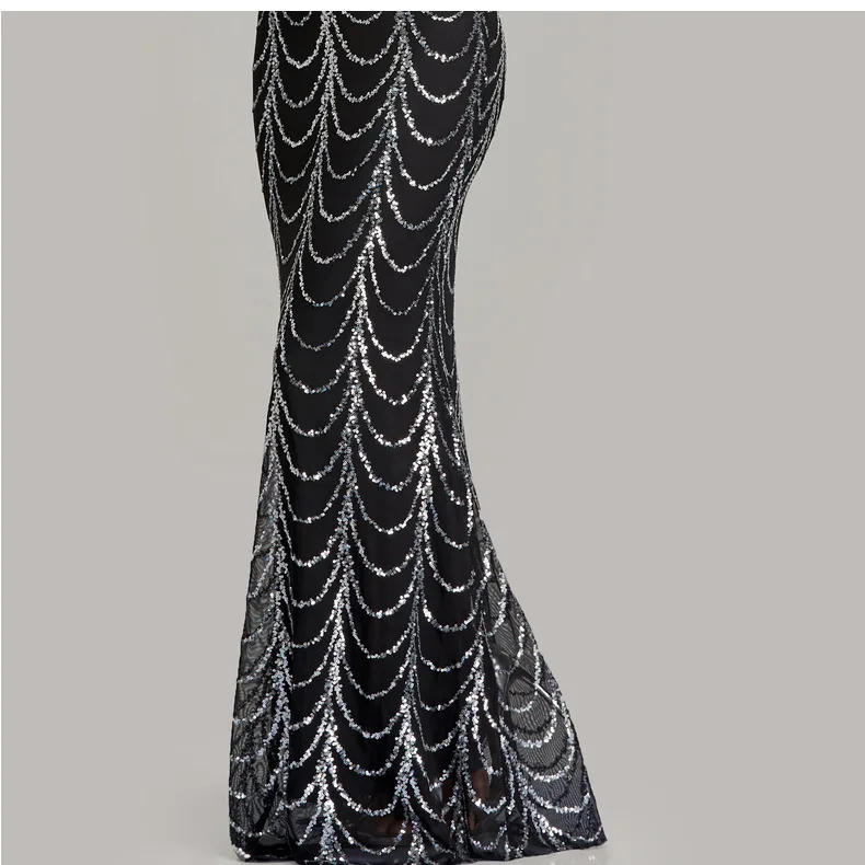 Wholesale Luxurious Women Luxurious Evening Dress Sleeveless O Neck Mermaid Sequin Prom Dress Plus size holiday party dress