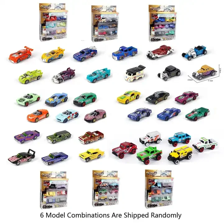 KSF 6 PCS Alloy Diecast Car Scale Hobby Model Hot Free Wheel Diecast Toy Hot Car Wheels Toys Model Vehicles Children Toys