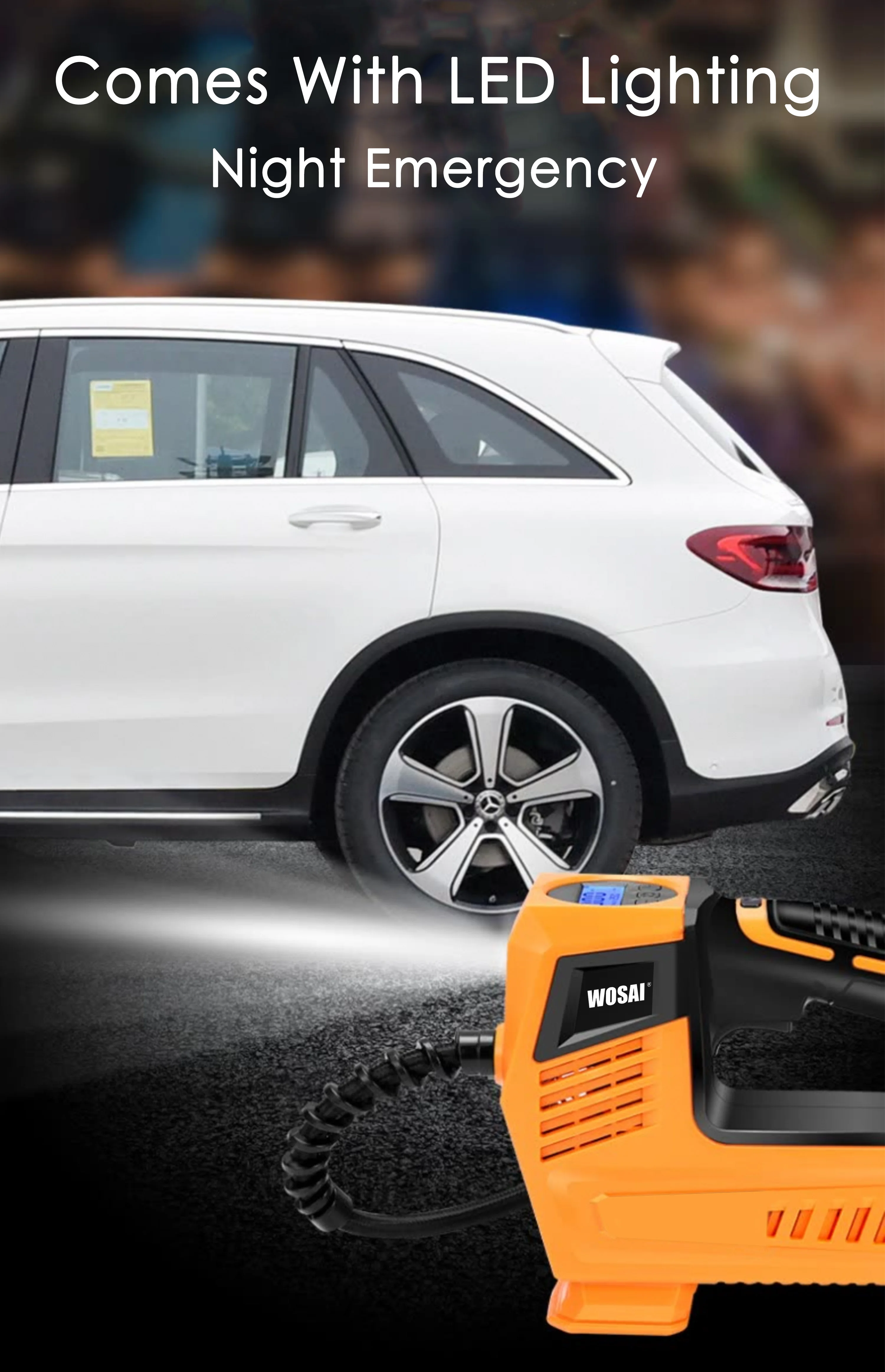 WOSAI Mini Cordless 20V 21V Handheld Tire Inflator Compressor Electrical air Pump for Car