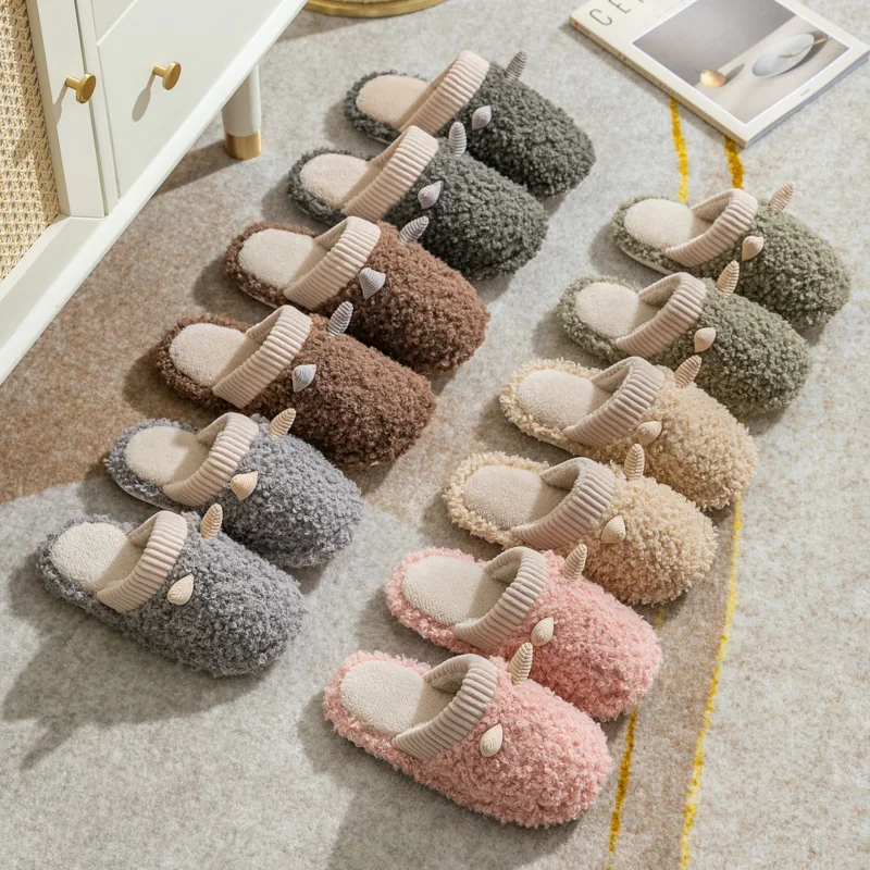 Оптовая продажа, хлопковая обувь, женские зимние простые домашние теплые домашние мужские плюшевые тапочки для пар