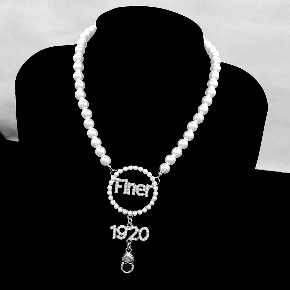 Zeta Amicae DST Finer Sorority Accessory Pearl Jewelry Finer Women Pearl Necklace Light Blue Pearl 1948 ZA Lanyard