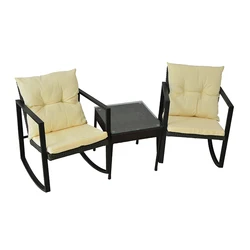 Comfortable Rattan Rocking Chair Natural Rattan Chair with Cushion Lounge Chair