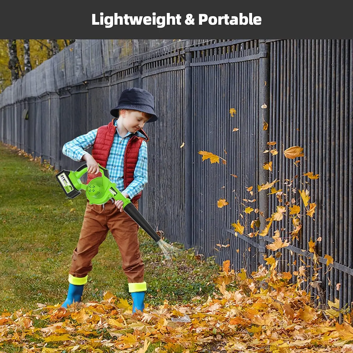 Portable Blower Cordless Electric Leaf Blower With 21V 4.0Ah Li-ion Battery and Fast Charger