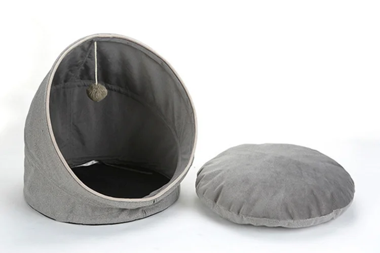 Pet Bed for Cats with Removable Cushion Fabric Portable Cave Nest for Small Pets