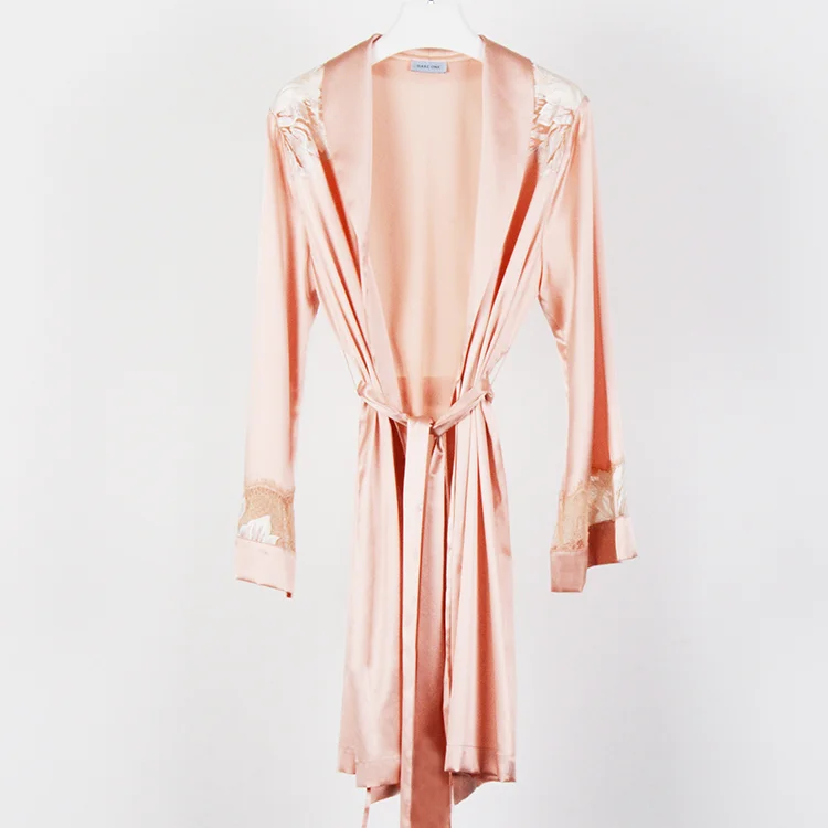 New fashion real silk pyjama 2 suit robe set 100% pure silk pajama