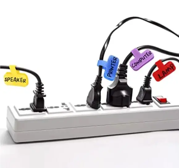 Self-Adhesive Nylon Cord Labels with Unique Design Write-On Cable Ties & Wire Management Identification Tags Hook Loop Fastener