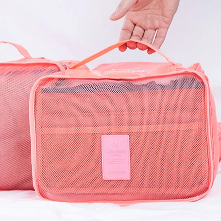 Multifunctional portable 6  pcs sets custom packing cubes travel luggage and makeup bags for women