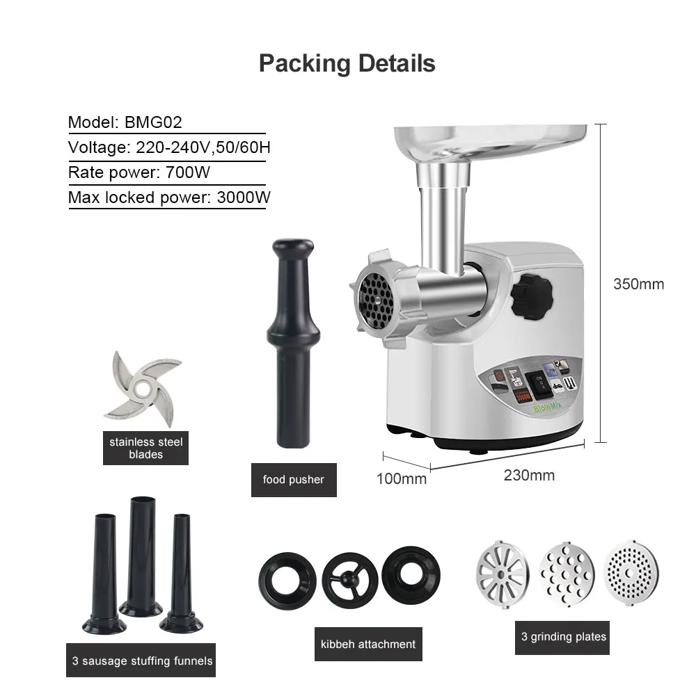  BioloMix Heavy Duty 3000 Вт макс мощная электрическая мясорубка Домашняя колбаса машина кухонный