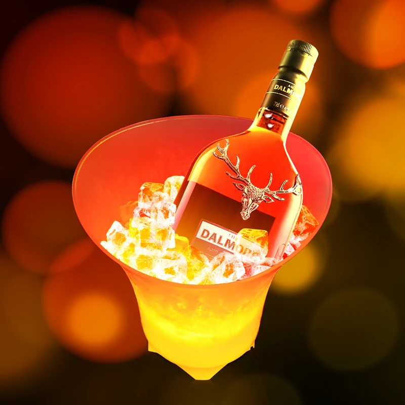 Foldable 5L LED Light Ice Bucket 7 Color Changing Ice Bucket Clear Acrylic Champagne Beer Wine Cooler Bucket for Party