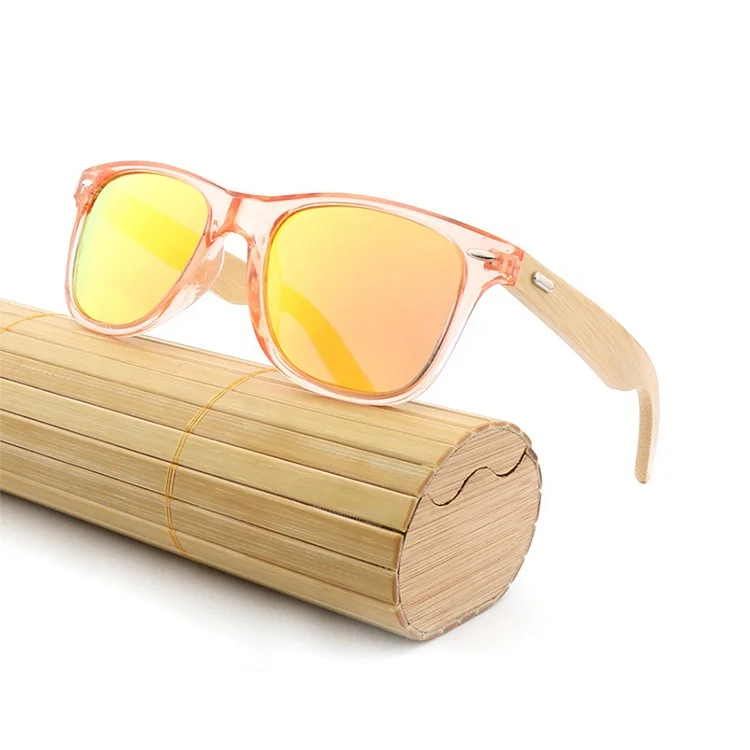 Fashion Wooden Bamboo Sunglasses with Polarized Lenses Squake Large Size Logo Customized  Color Selectable for Men