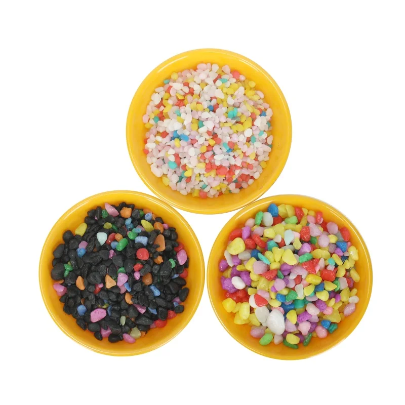 China Manufacturer Customizable Color Pebble Dyed Stones For Fish Tank Bottom Sand