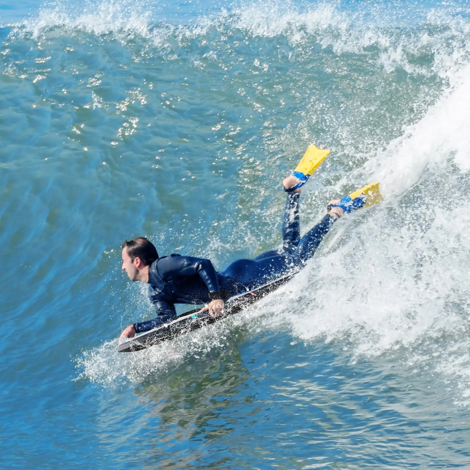 HIFUN Lightweight Body Board with EPS Core XPE Deck HDPE Slick Bottom Bodyboard for Kids Adults Surfing