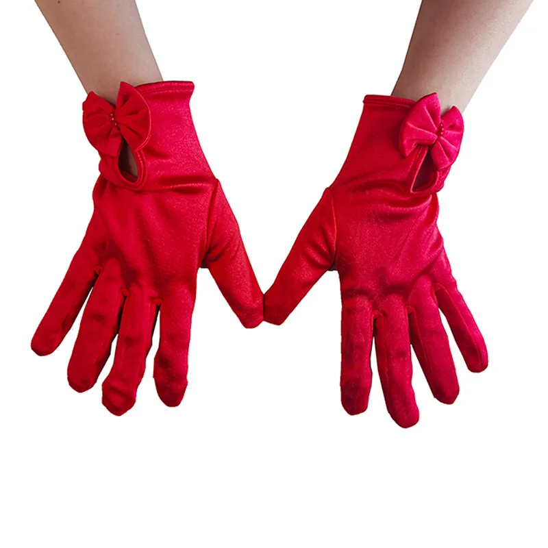 HZS-24036 Elegant Wedding Bridal Gloves Satin Short Brides Women Marriage Pageant Prom Gloves