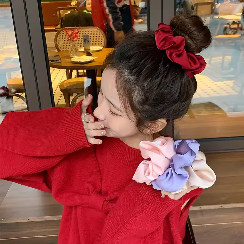 2023 Oversized Satin Hair Accessories Scrunchies Hair Ties Women Girls Large Jumbo Scrunchies Elastic Hair Band Free B007