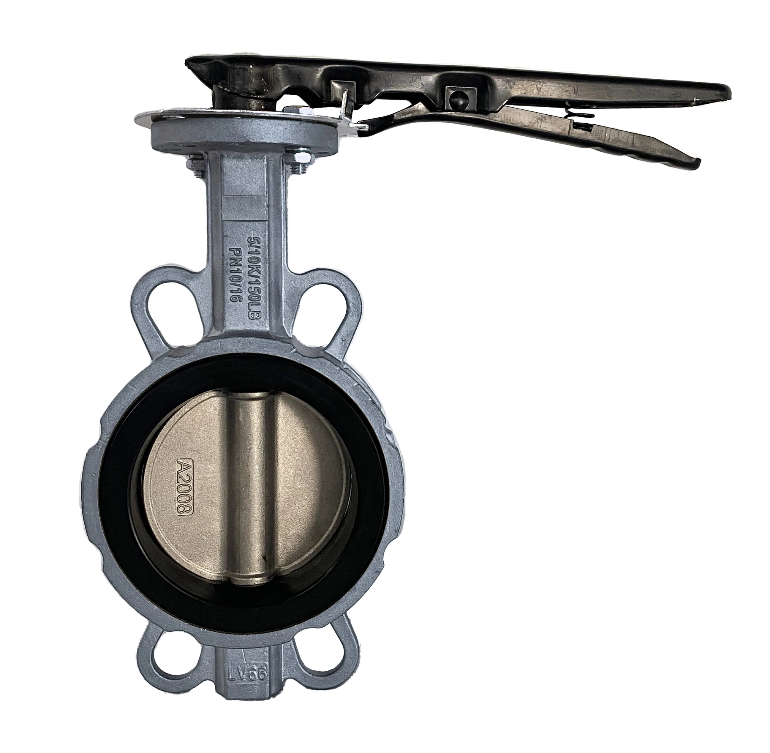 DN65 Handwheel operated cf8 body Wafer Connection SS304/CF8 soft sealing butterfly valve