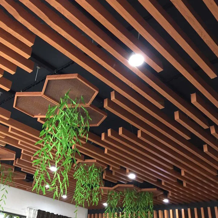 High Quality Fireproof Wood Cover Aluminium U Shape Acoustic Ceiling Panel Decorative Baffle Ceiling Metal Tiles